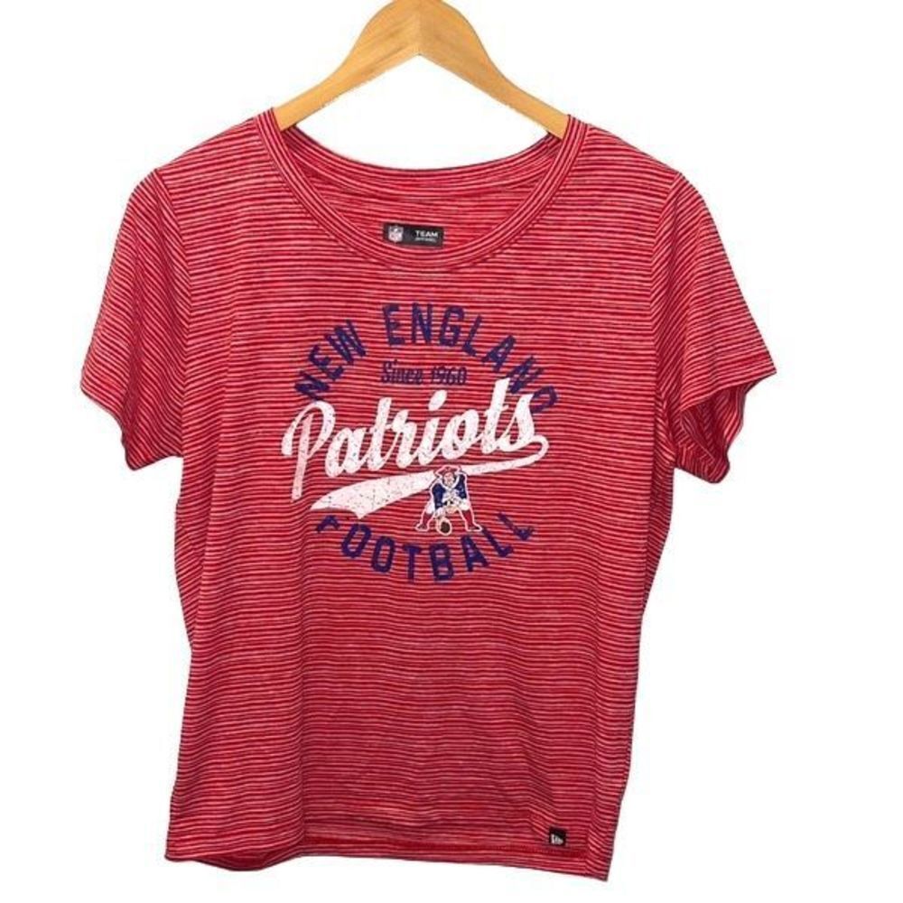 NFL Team Apparel Womens New England Patriots Space Dye T-Shirt Red Size‎ Large